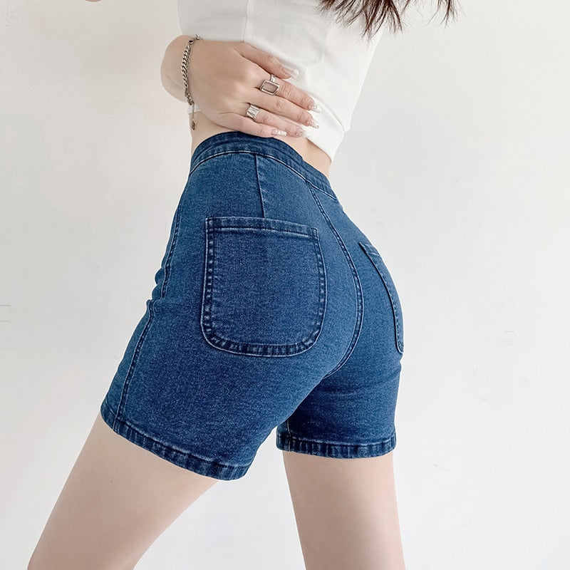 Women Shorts Sexy Jeans Peach Summer New Mini Elegant Lady Skinny Denim Shorts Female Casual Cycling Short Harajuku