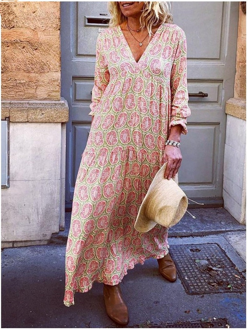 V Neck Pink Women Dresses Holiday Holiday Floral Dresses