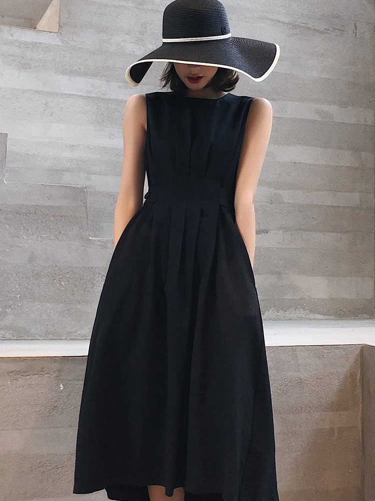 sixsr Women White Dress Black Fashion Elegant Party O-neck Sleeveless Vestido Tank Sundress Female spring summer