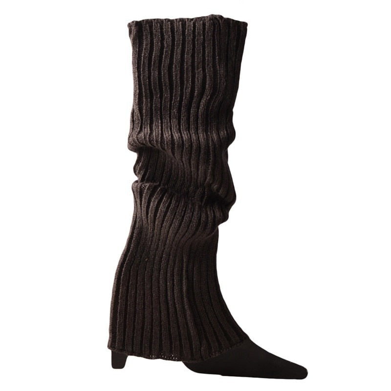 Lolita Leg Warmers Women Warm Winter Knit Foot Cover Crochet Knee Socks Warm Boot Cuffs Beenwarmers Japanese Long Socks