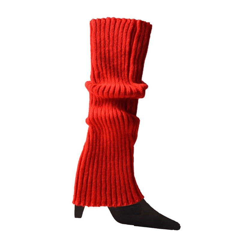 Lolita Leg Warmers Women Warm Winter Knit Foot Cover Crochet Knee Socks Warm Boot Cuffs Beenwarmers Japanese Long Socks