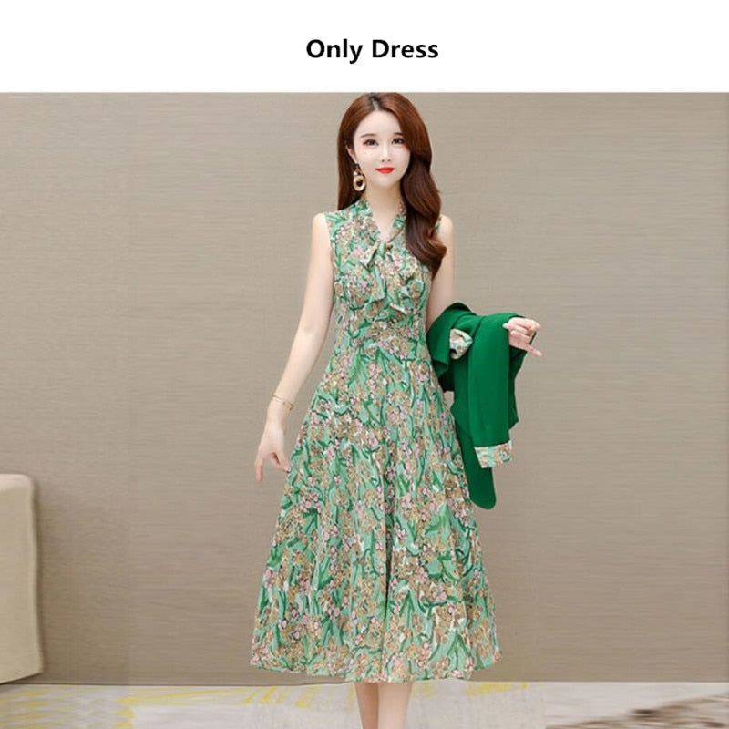 sixsr Spring Autumn New Suit Jacket Dress Two-piece Women's Elegant Blazers Floral Long Skirt Set Female Office Professional Wear