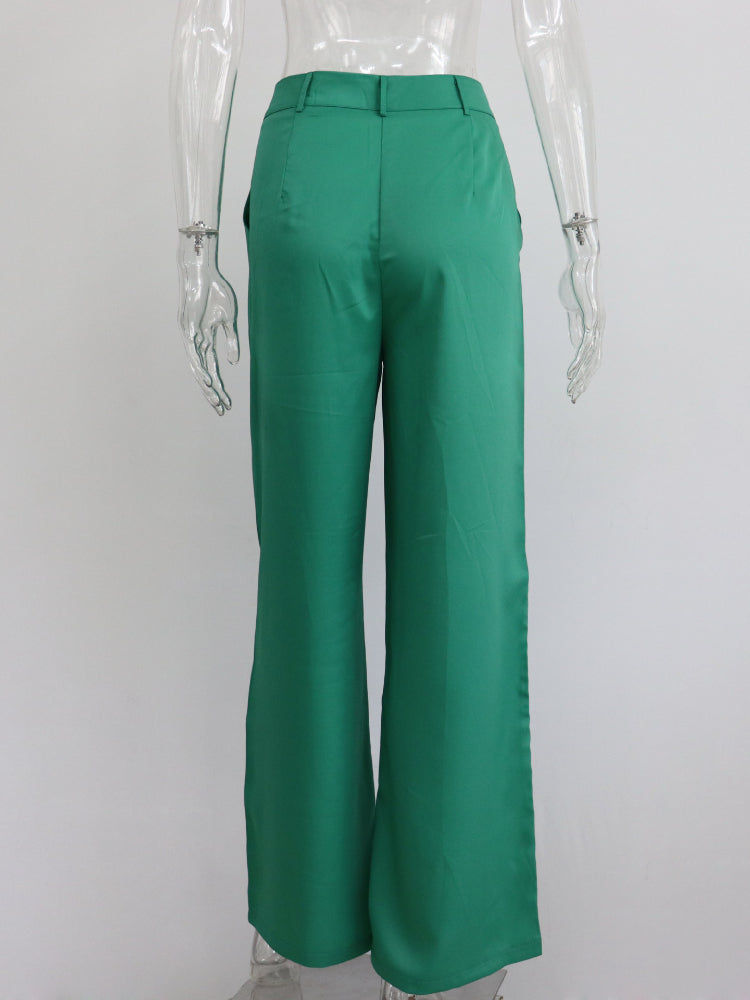 sixsr Outfits  Trends New Spring Summer Women's Casual Straight Classic Green Black Rose Red High Waist Pants Korean Wide Leg Trousers for Women