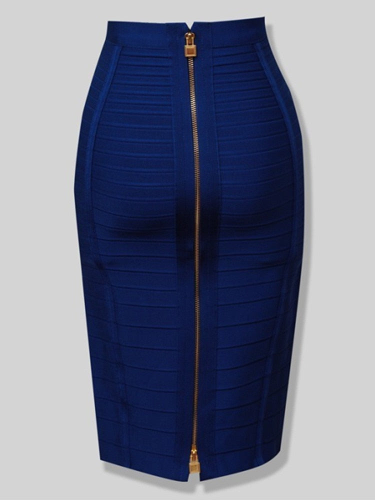sixsr 16 Colors XL XXL Sexy Solid Zipper Orange Blue Black Red White Pink Bandage Skirt Women Elastic Bodycon Summer Pencil Skirt 58cm