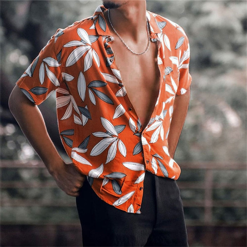 Sixsr New Luxury Social Shirts For Men Casual Floral Print Short-sleeved Tees Summer Loose Simple Tops Lapel Shirt Men's Clothing 2024
