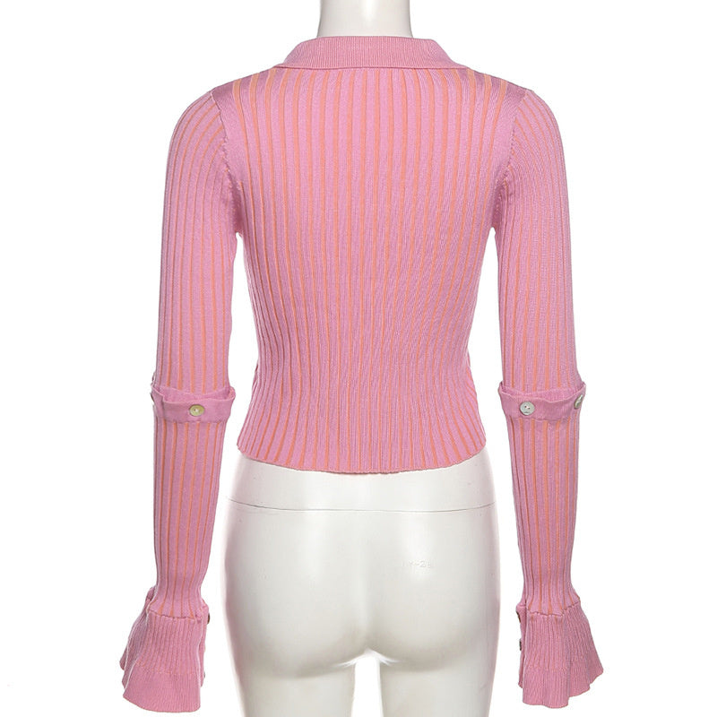 sixsr Fashion Trends Single Breasted Knitted Sweater Women Sexy Long Sleeve Asymmetrical Cardigans Solid Turn Down Collar Autumn Fashion Tops