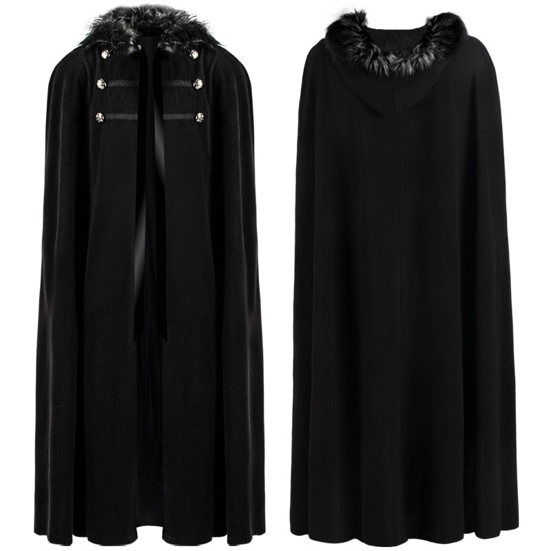 Sixsr Men Women Medieval Victorian Coat Cloak Viking Renaissan Fur Collar Pirate Cosplay Maxi Cape Halloween Gothic Steampunk Costume