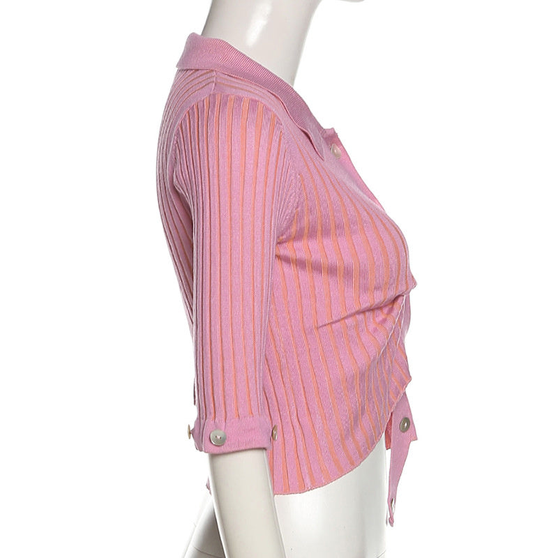 sixsr Fashion Trends Single Breasted Knitted Sweater Women Sexy Long Sleeve Asymmetrical Cardigans Solid Turn Down Collar Autumn Fashion Tops