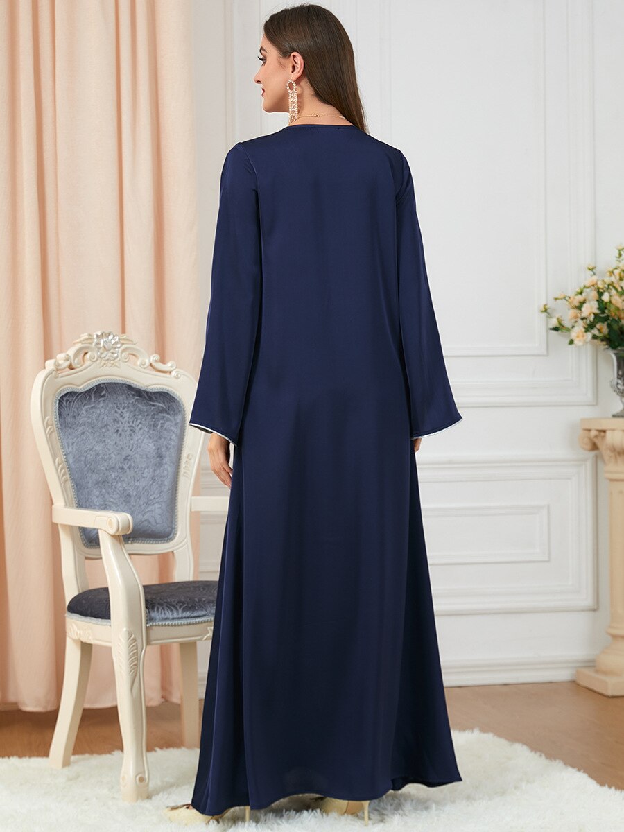 Morocco Party Dress Muslim Women Abaya Prayer Caftan V Neck Diamond Maxi Dresses Robe India Abayas Dubai Longue Vestidos Largos