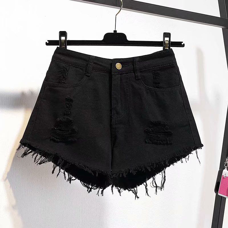 Casual High Waist Denim Shorts Women Summer Pocket Tassel Hole Ripped jeans Short Female Femme Short Pants Women