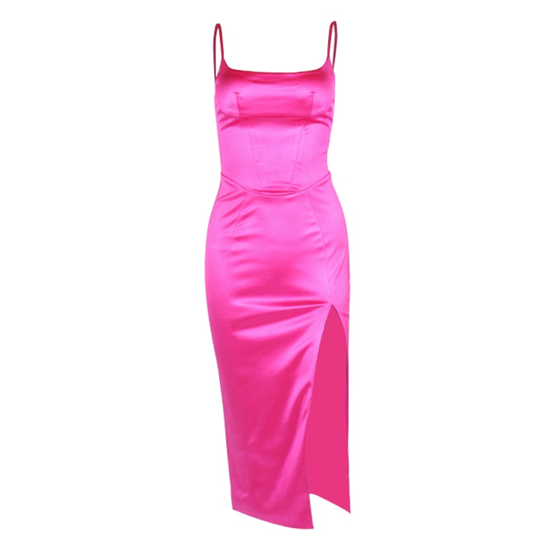 Summer Bodycon White Satin Evening Night Party Dresses Sexy Birthday Dress For Women Elegant Black Midi Dress New YearsEve Dresses For Women