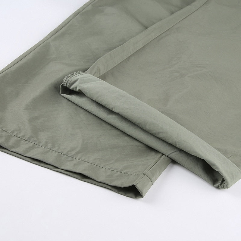 Joggers Baggy Wide Leg Sweatpants Sets Loose Drawstring Low Waist Streetwear Cargo Pants Turtleneck Top 2 Piece Set