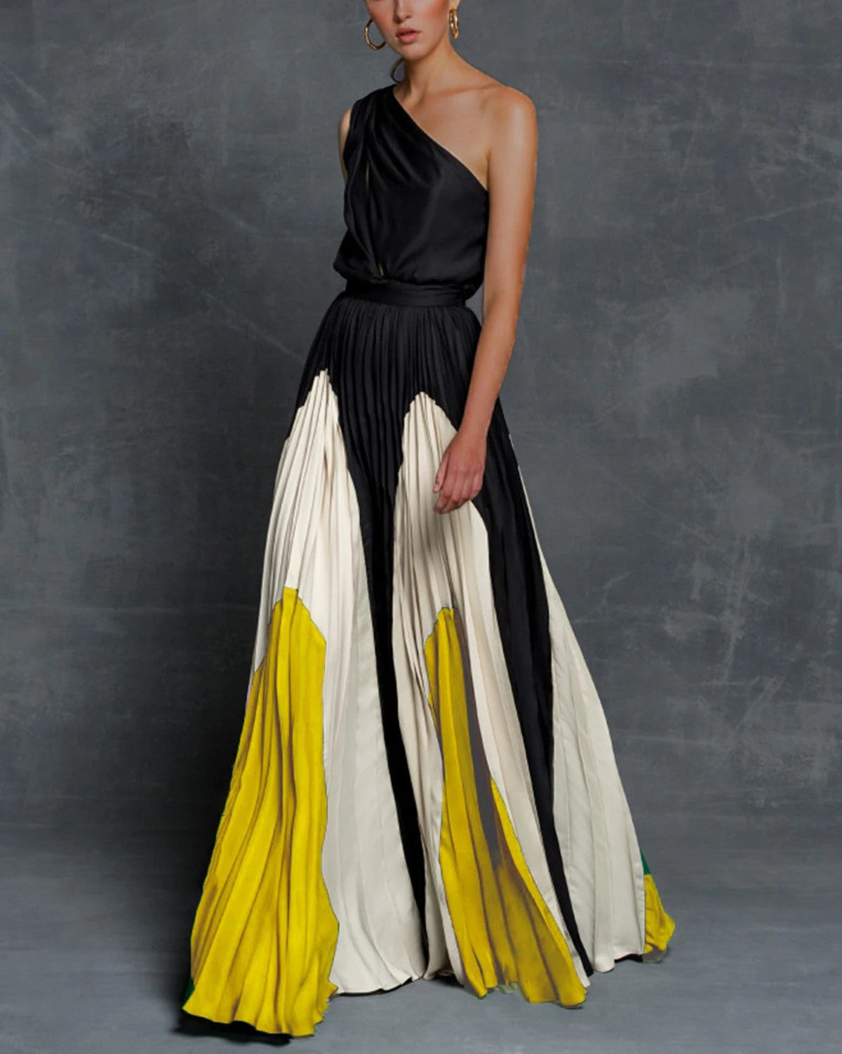sixsr Summer Black Patchwork Inclined Off One Shoulder Women Dresses Contrast Color High Street Night Club Long Party Dress Clothing
