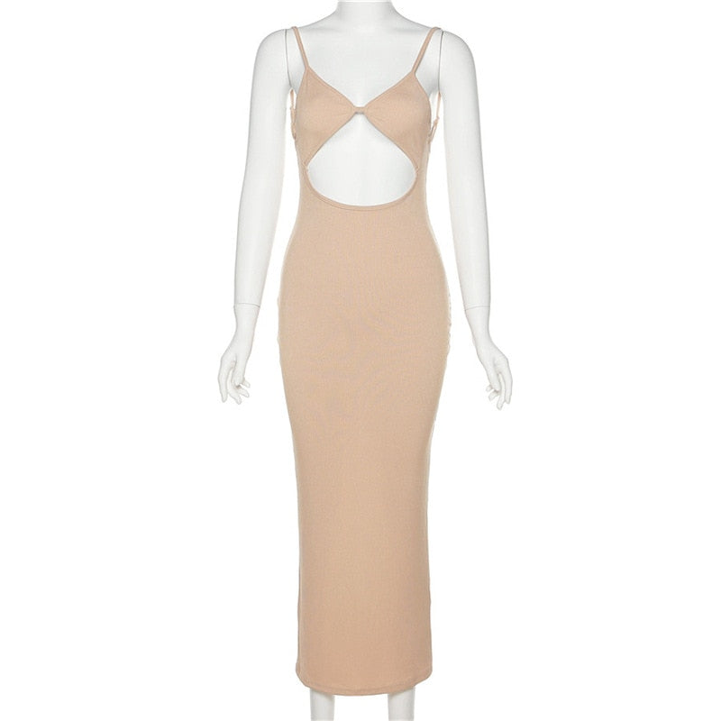 sixsr Summer Dresses For Women Elegant White Cut Out Maxi Dresses For Women Spaghetti Strap Backless Sexy Beach Dress Boho Long Summer Dress Party Wear