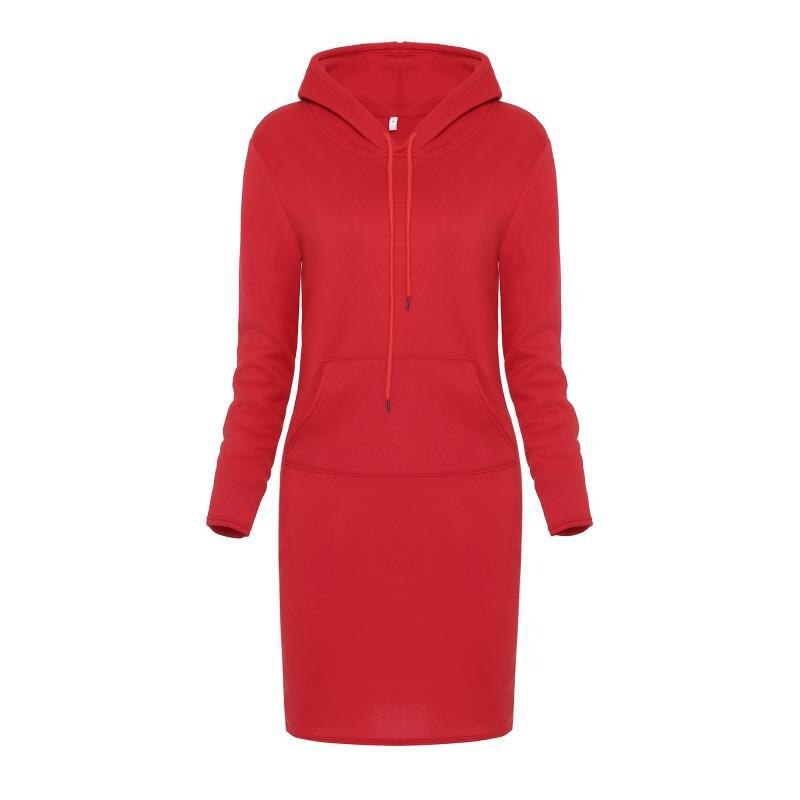 Autumn And Winter Hoodie Dress Elegant Long Sleeve Pocket Combining Casual Women's Midi Dresses