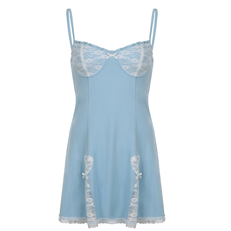 sixsr Lace Patchwork Dress Pink Sleeveless Kawaii Sundress Sweet Japanese Style Aesthetic Outfit Y2K Beach Outfit Sexy Hot
