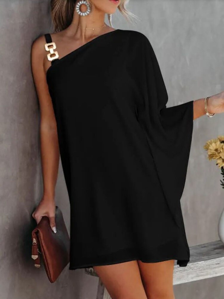Sexy One-Shoulder Long Sleeve Party Dress Spring Vintage Halter Loose Irregular Dress Elegant Women Print Ruffle Dresses Vestido