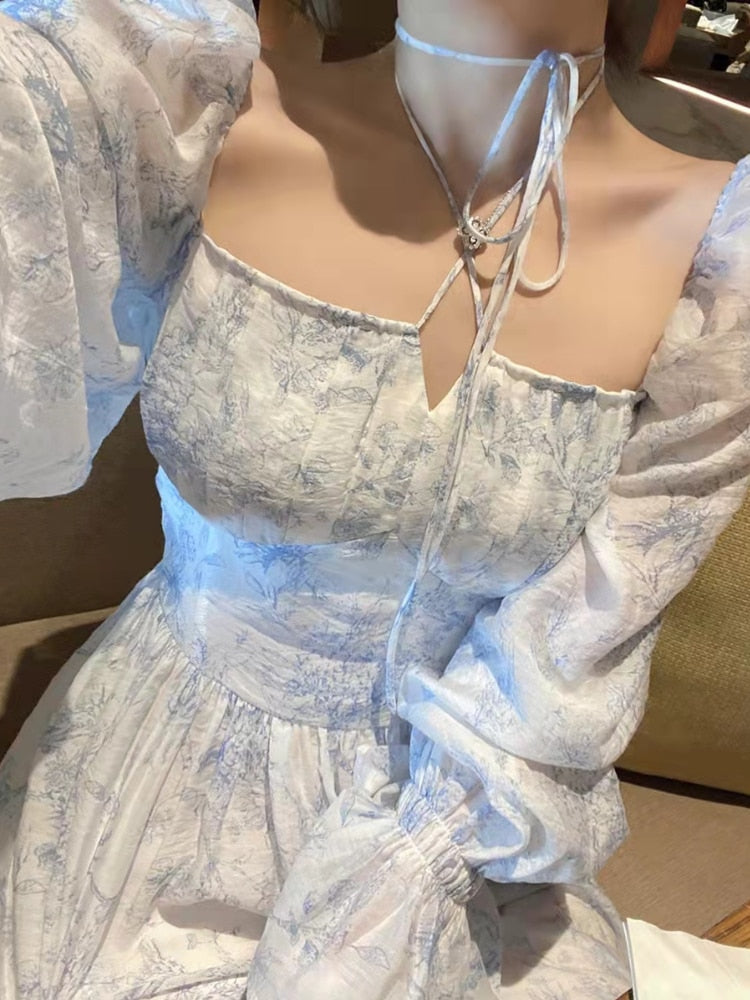 sixsr Women Summer Casual Elegant Midi Dress Ladies Vintage Long Sleeve Party Vestidos Female Holiday Clothes