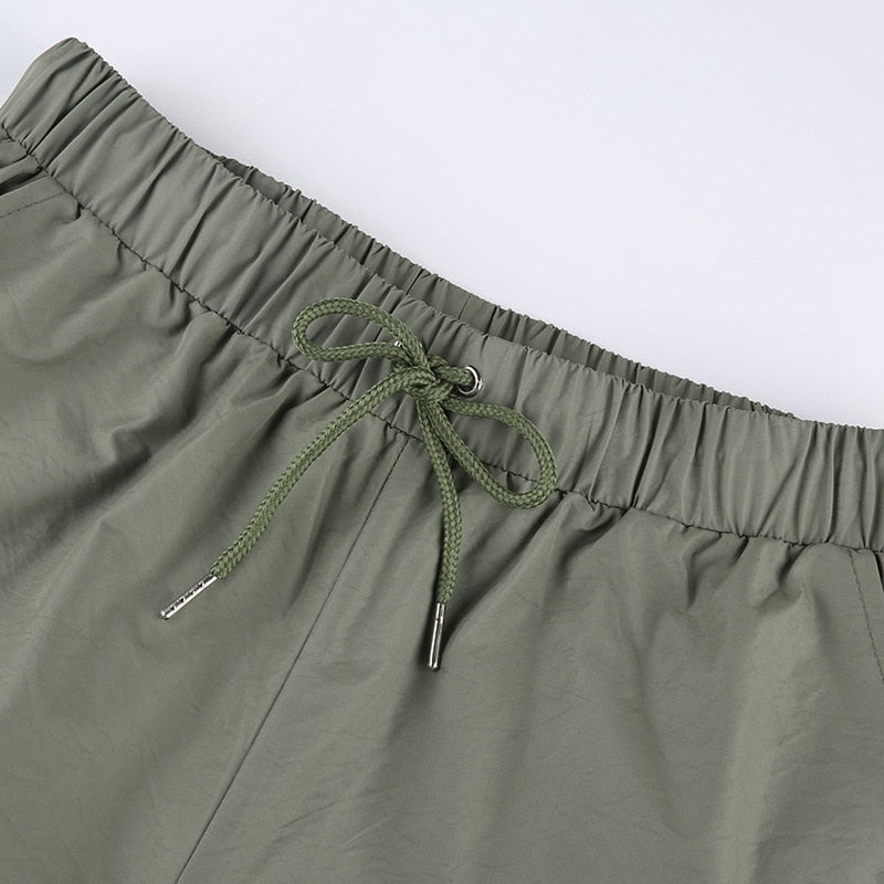 Joggers Baggy Wide Leg Sweatpants Sets Loose Drawstring Low Waist Streetwear Cargo Pants Turtleneck Top 2 Piece Set