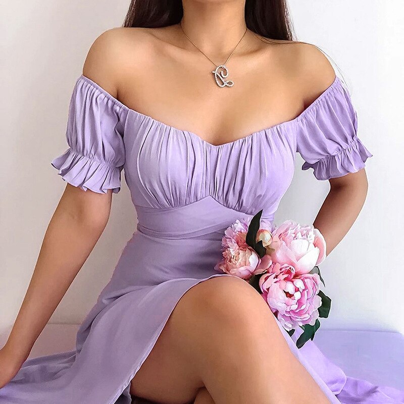 Short Sleeve Bodycon Beach Dresses High Waist A-line Ladies Party Vestidos Elegant Solid V-neck Summer Women Dress