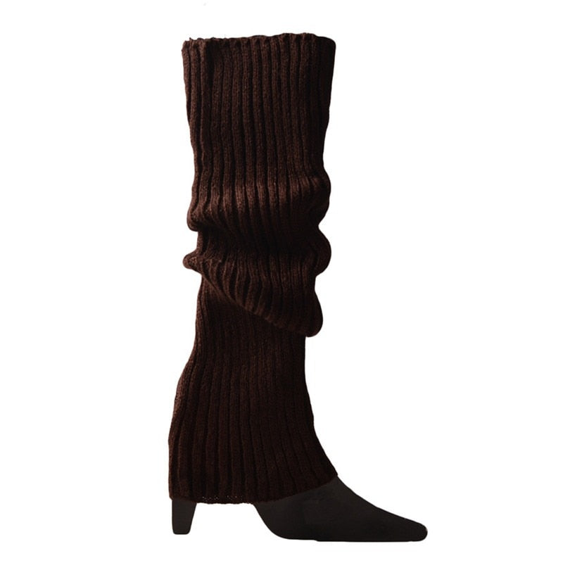 Lolita Leg Warmers Women Warm Winter Knit Foot Cover Crochet Knee Socks Warm Boot Cuffs Beenwarmers Japanese Long Socks