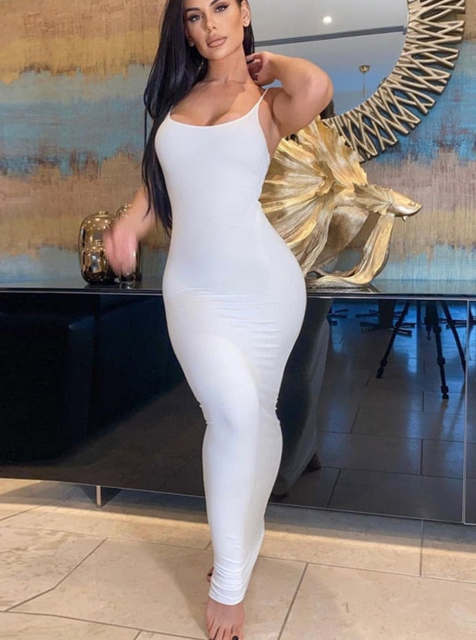 Sixsr Summer Dresses For Women White Bodycon Slip Maxi Dress for Women's Summer Sexy Party Evening Elegant Backless Birthday Straps Wrap Long Dresses Woman