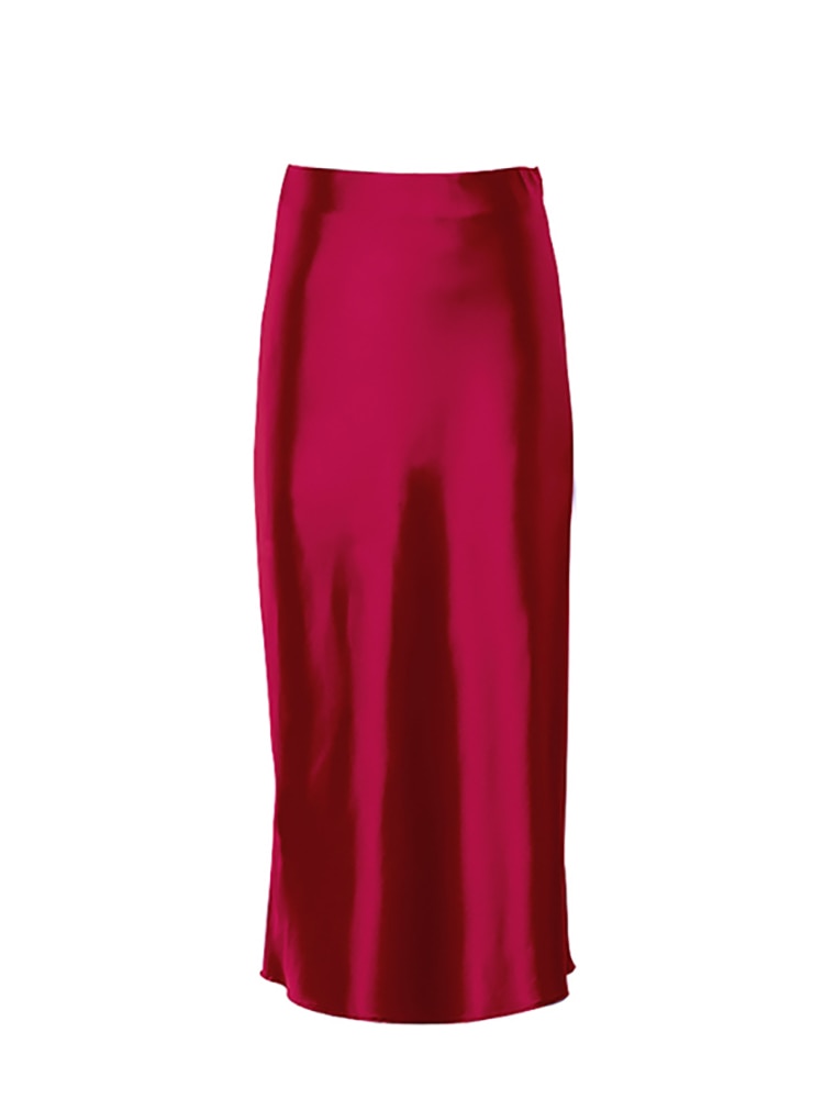 sixsr Solid Purple Satin Silk Skirt Women High Waisted Summer Long Skirt New Elegant Ladies Office Skirts Midi Spring