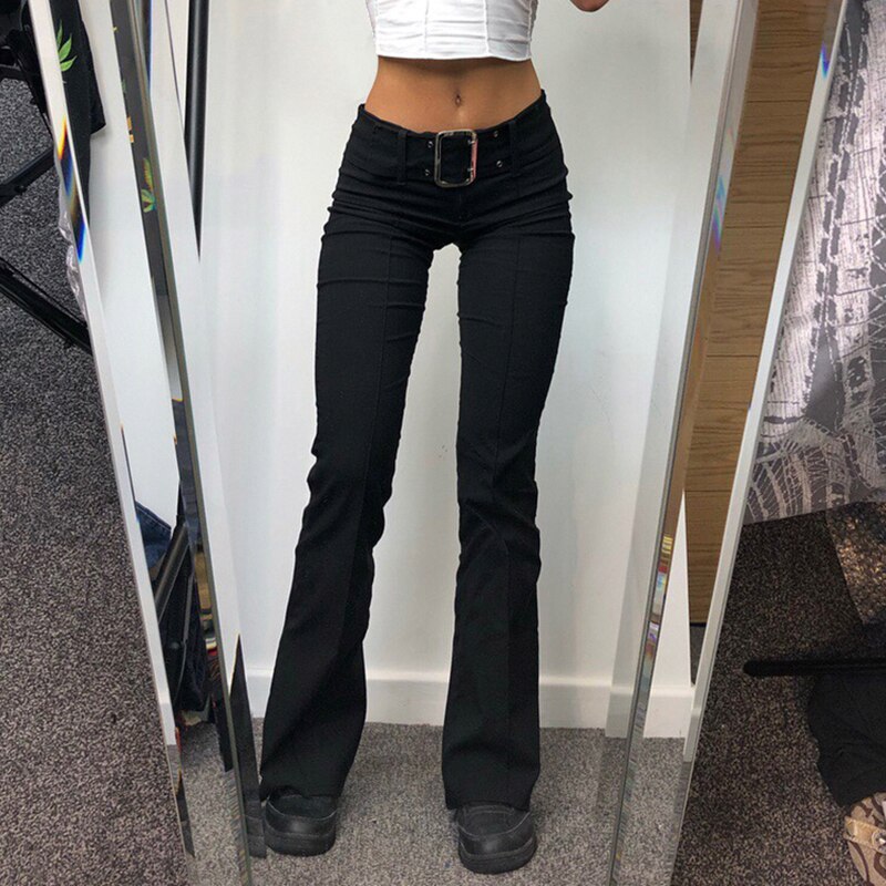 Sixsr  Spring Womens Fashion Goth Dark Y2k E-girl Striped Print Gothic Suit Pants Black Slim High Waist Zipper Front Trousers Women Autumn Fashion Streetwear