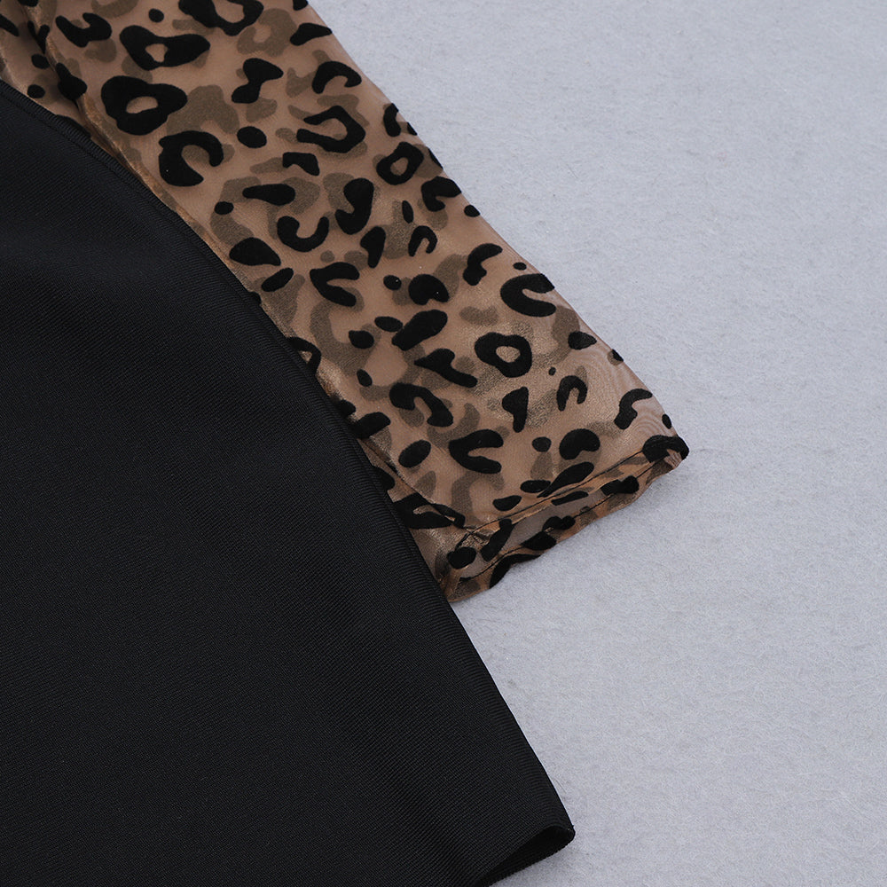 sixsr Sexy One-shoulder Leopard Print Women Dress Patchwork Mesh Backless Bandage Dress Women Summer Slim Party Clubwear