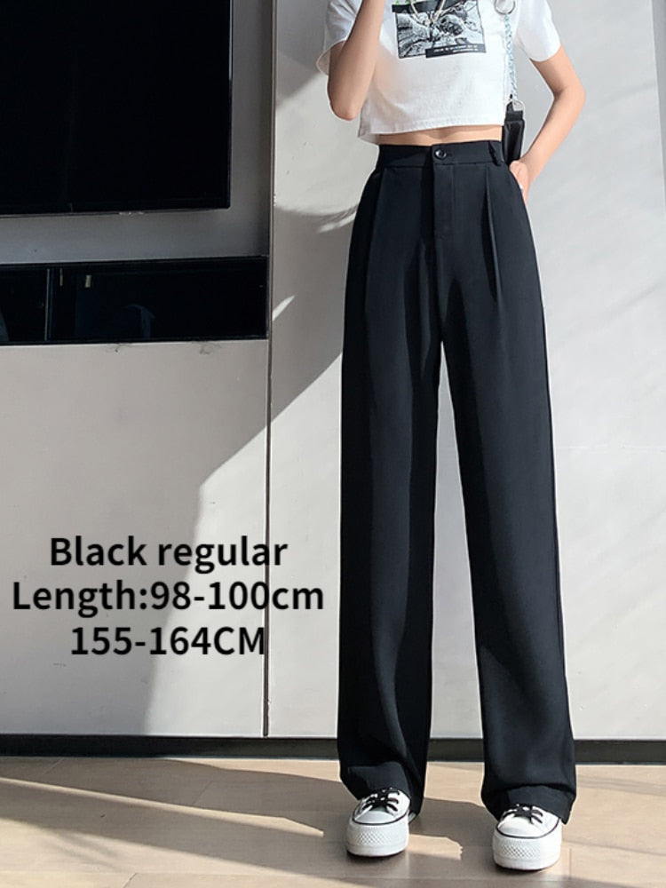 Sixsr Spring Outfits  Trends Casual High Waist Loose Wide Leg Pants for Women Spring Autumn New Female Floor-Length White Suits Pants Ladies Long Trousers