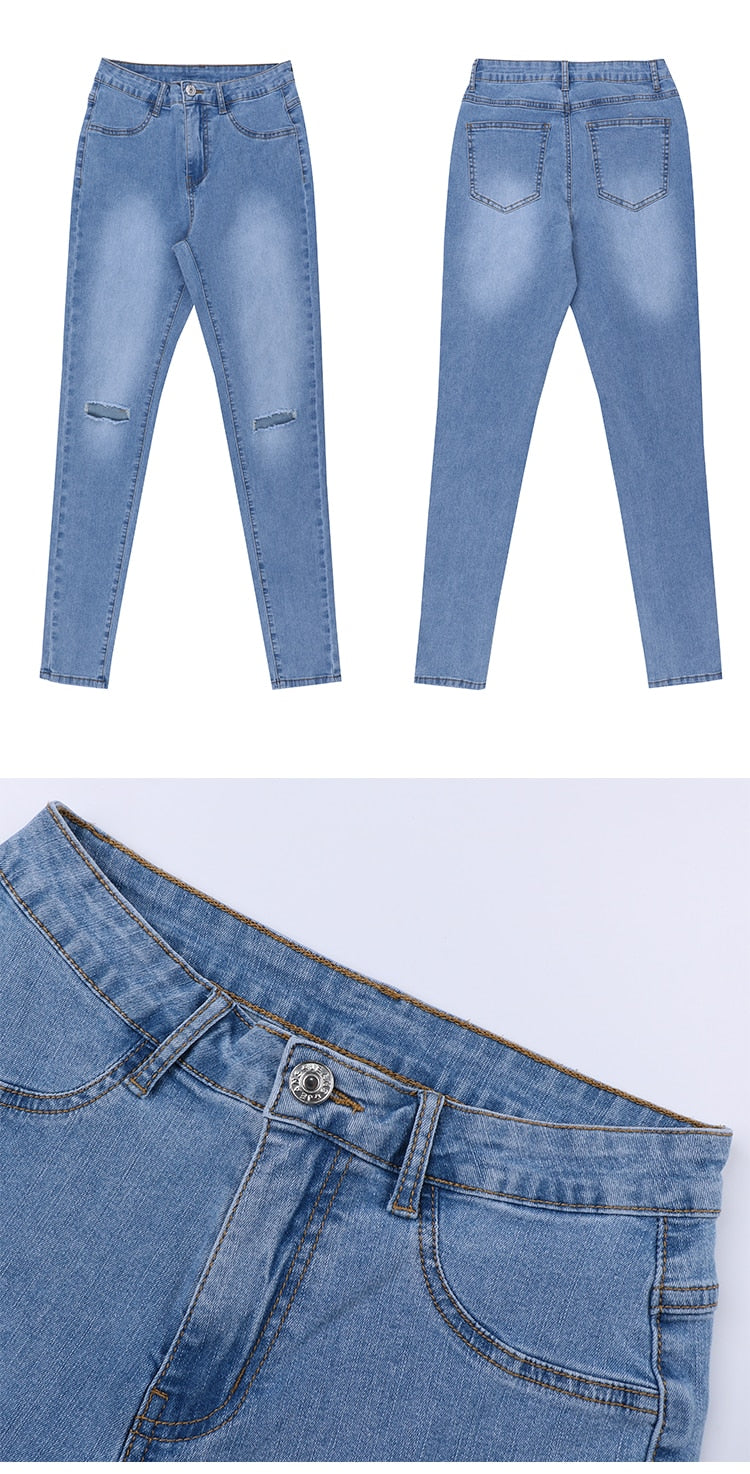 Sixsr Shaping Skinny Jeans Women High Waist Stretch Ripped Denim Pants Hip Fit Leggings Slim Elastic Mom Jean Casual Comfy Trousers