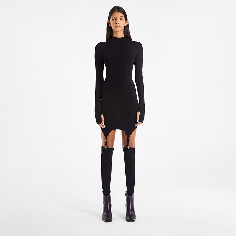 Womens Fashion Casual White Crew Neck Dress Crochet Long Sleeve Bodycon Sexy Chic And Elegant Woman Dress Corset Party Nightclub Clothing