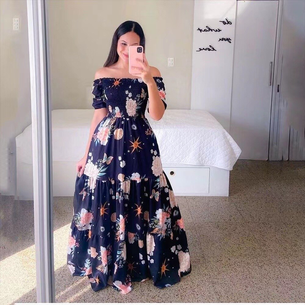 Women's Butterfly Summer Dress Tube Top Short Sleeve Ruffle Hem A Line Date Night Robes Vacation Bohemian Maxi Dresses XXXL