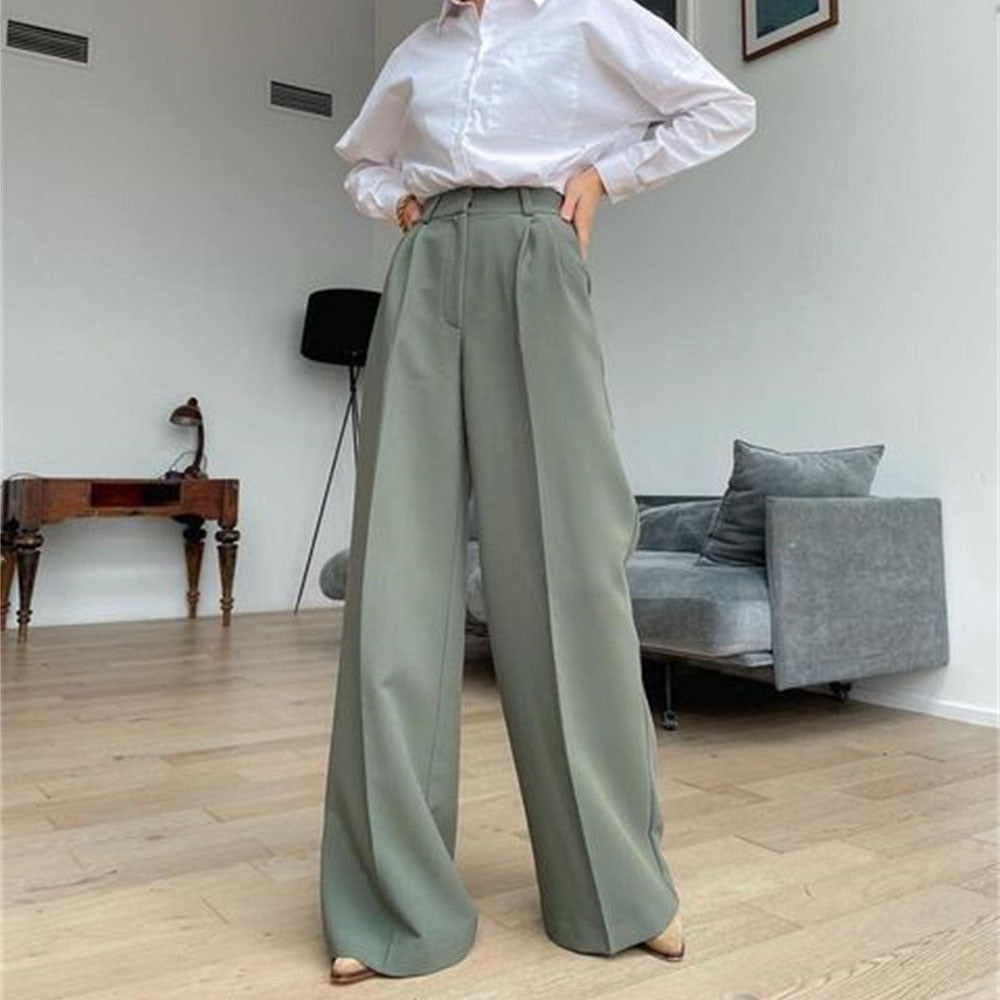sixsr Outfits  Trends New Spring Summer Women's Casual Straight Classic Green Black Rose Red High Waist Pants Korean Wide Leg Trousers for Women