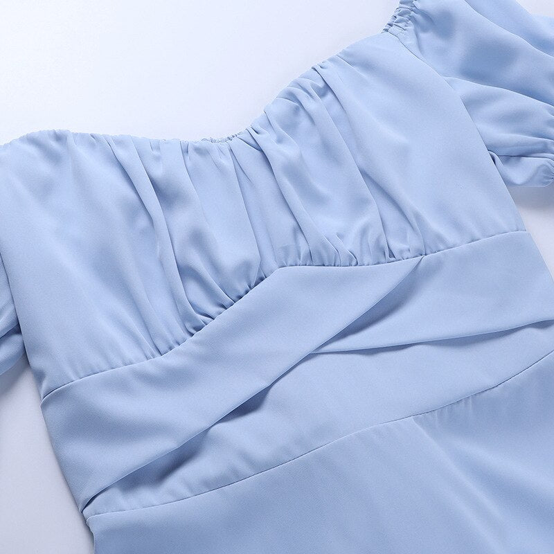 Short Sleeve Bodycon Beach Dresses High Waist A-line Ladies Party Vestidos Elegant Solid V-neck Summer Women Dress