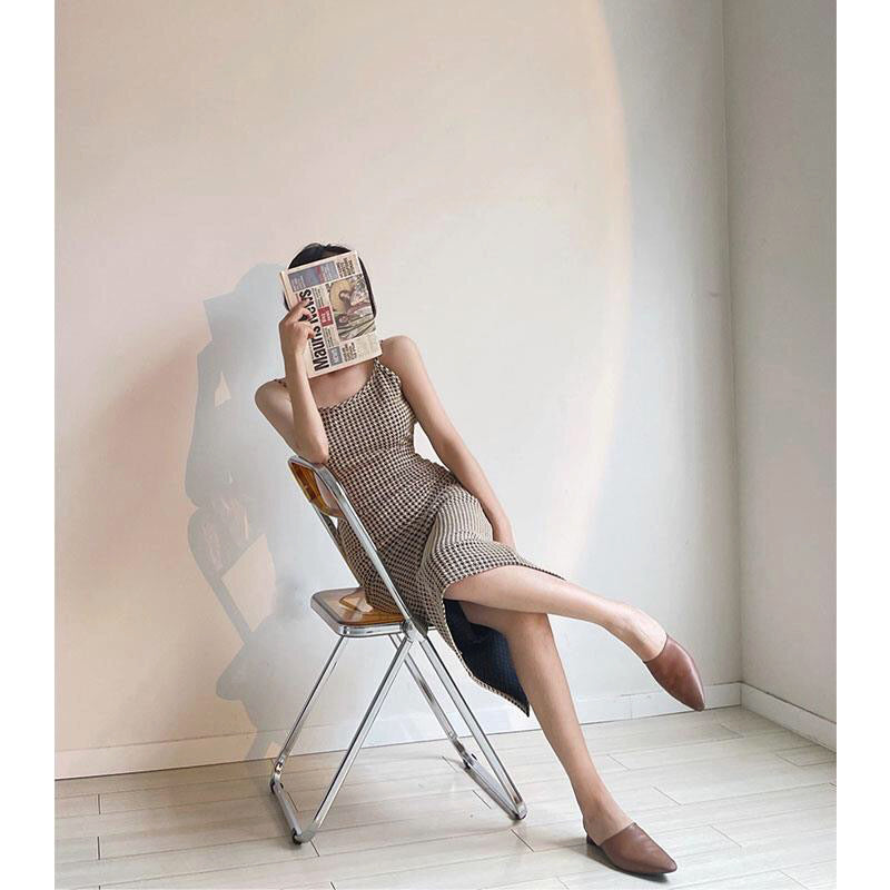sixsr Women's Dresses Party Sexy Dresses Elegant Summer Women's Houndstooth Print Tight Bandage Dresses Club Gala Party Long Dres
