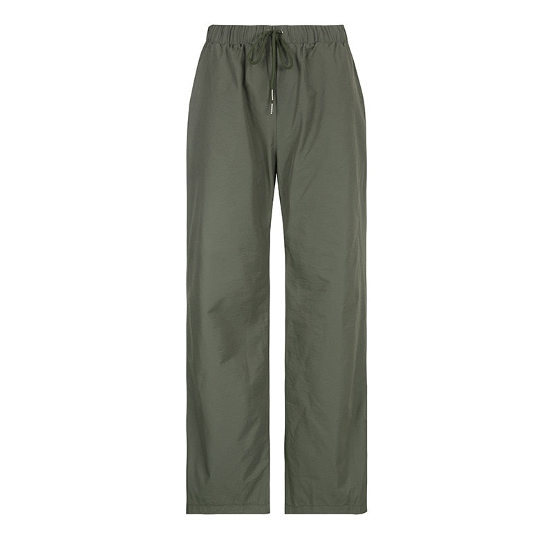 Joggers Baggy Wide Leg Sweatpants Sets Loose Drawstring Low Waist Streetwear Cargo Pants Turtleneck Top 2 Piece Set