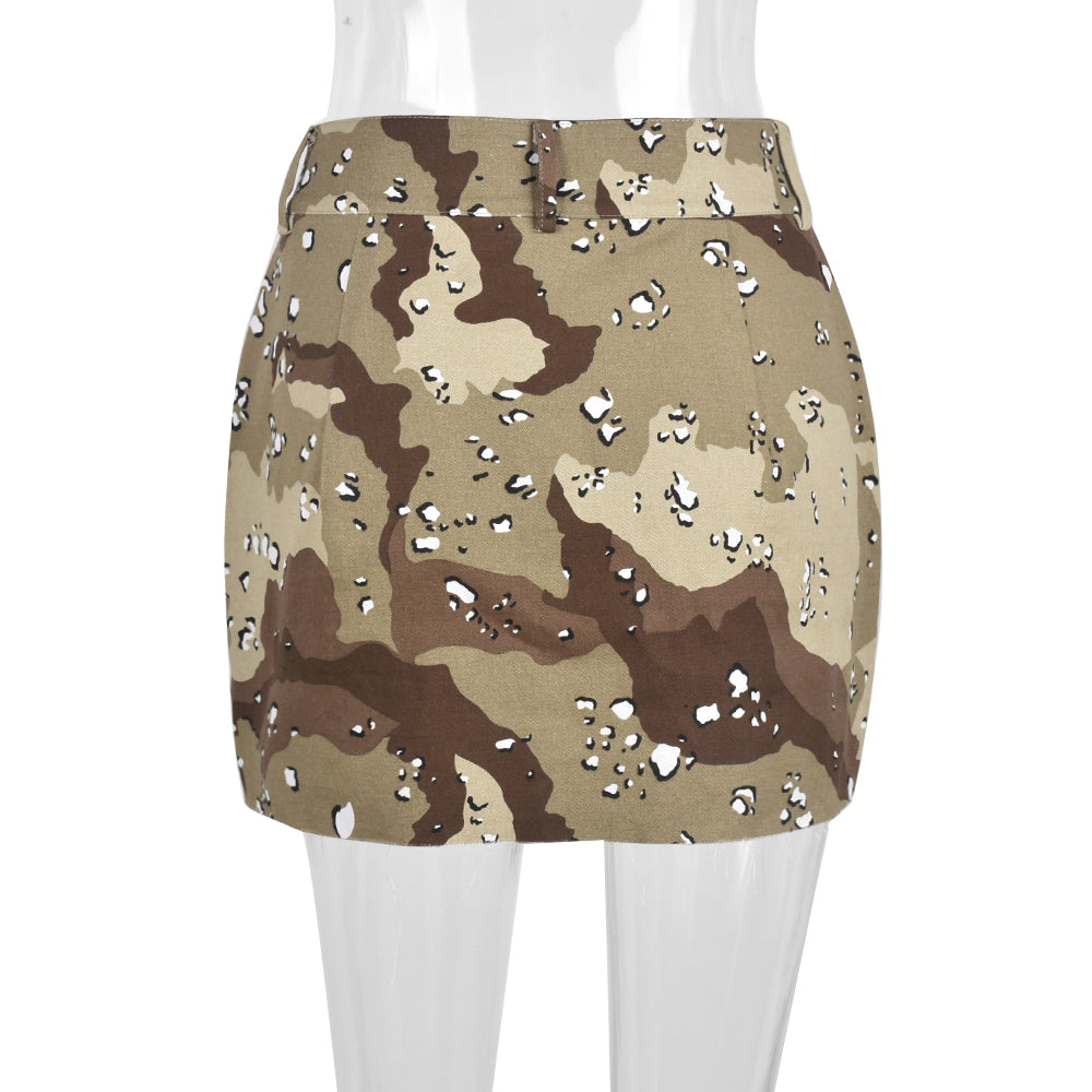 sixsr Womens Fashion Trendy Camouflage Mini Skirts for Women Korean Fashion Pockets Zipper Bottoms Harajuku Streetwear Y2k Vintage Clothes