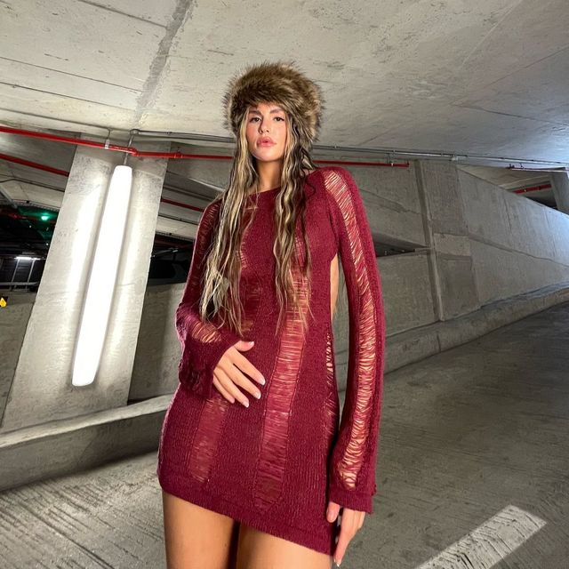 Y2K Knitted Tassel Women Backless Hollow Out Long Sleeve T Shirt Sexy Party Club Casual Beach Outfits Tee Top Summer
