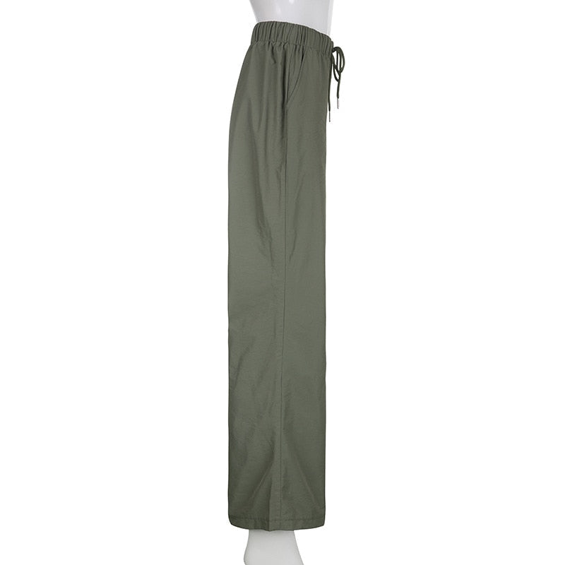 Joggers Baggy Wide Leg Sweatpants Sets Loose Drawstring Low Waist Streetwear Cargo Pants Turtleneck Top 2 Piece Set