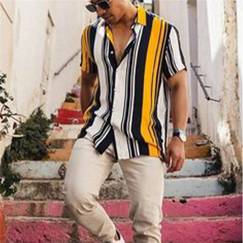 Sixsr New Luxury Social Shirts For Men Casual Floral Print Short-sleeved Tees Summer Loose Simple Tops Lapel Shirt Men's Clothing 2024