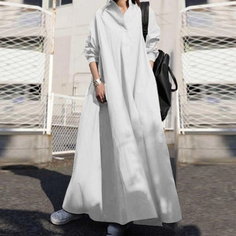 Turkey Muslim Women Long Dress Moroccan Kaftan Solid Maxi Vestidos Elegant Robe Femme Musulman Prayer Garment Islamic Clothing