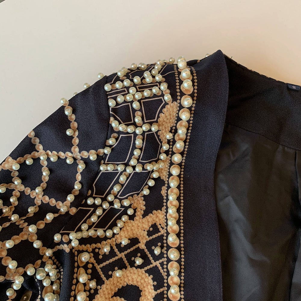 sixsr new Beaded Geometric Autumn Winter Long Sleeves V-Neck Vintage Ladies Outwear vintage fashion Overcoats
