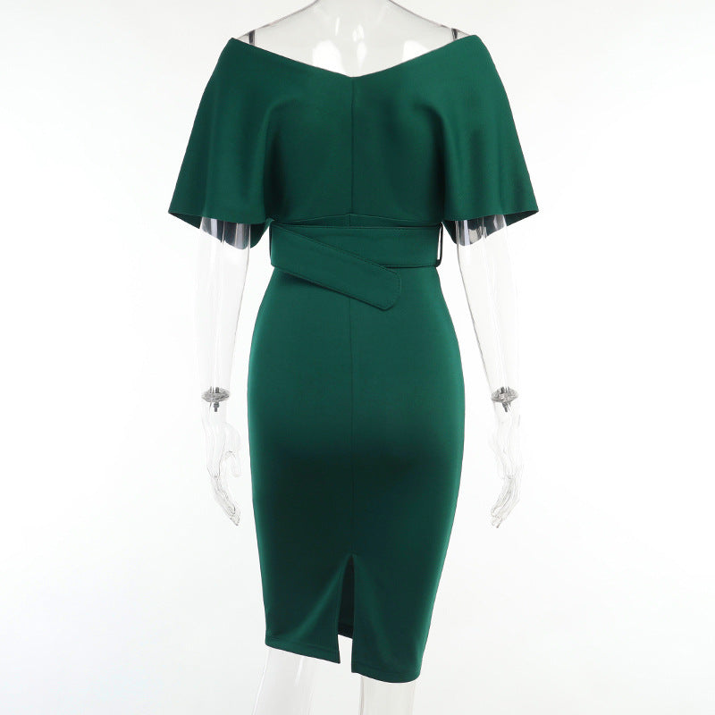 sixsr Women Sexy Elegant Off The Shoulder Dresses Autumn Summer Vintage Streetwear Club Party Female V-Neck Dress With A Belt