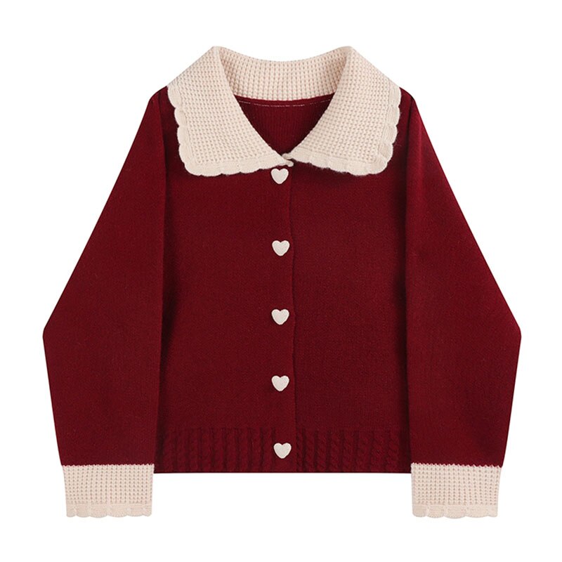 sixsr  High Quality Women's Cashmere Sweater Loose Casual Turn-down Collar Single Breasted Knitted Pullovers Female Elegant Soft Sweet Retro Jumper