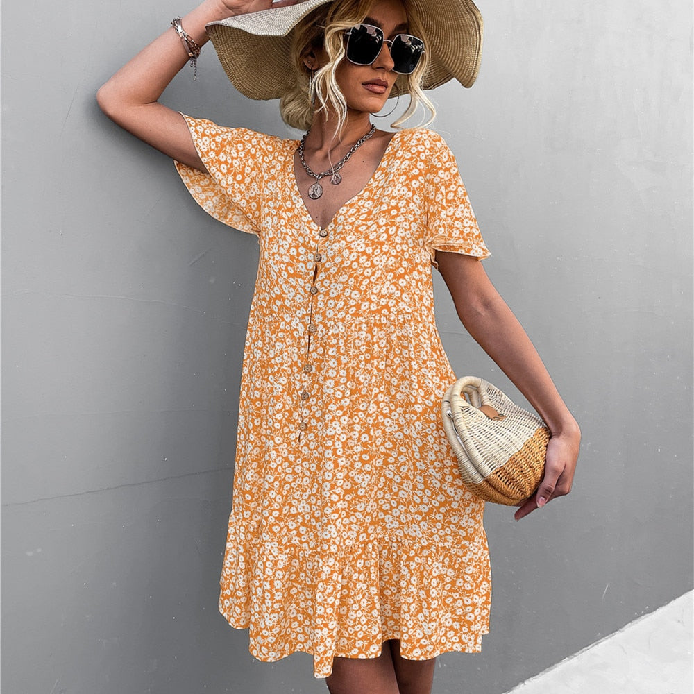 Hot Sale Spring Summer V Neck Dresses