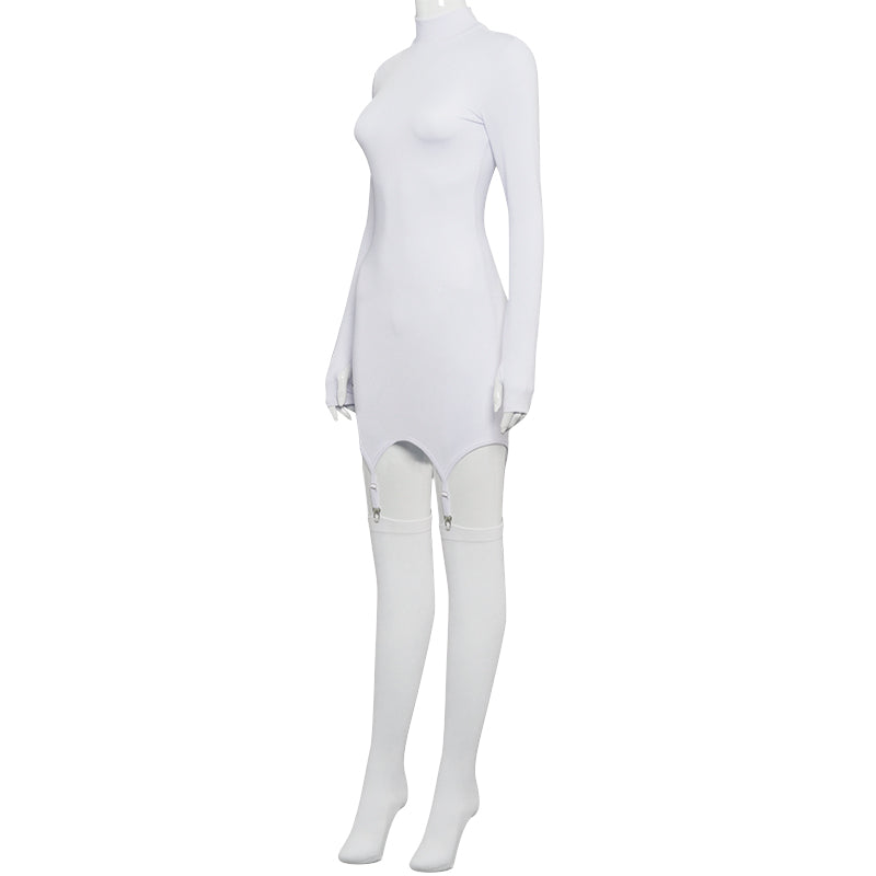 Womens Fashion Casual White Crew Neck Dress Crochet Long Sleeve Bodycon Sexy Chic And Elegant Woman Dress Corset Party Nightclub Clothing