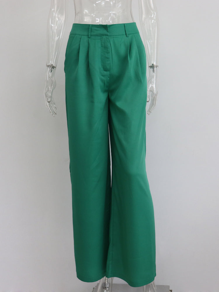 sixsr Outfits  Trends New Spring Summer Women's Casual Straight Classic Green Black Rose Red High Waist Pants Korean Wide Leg Trousers for Women