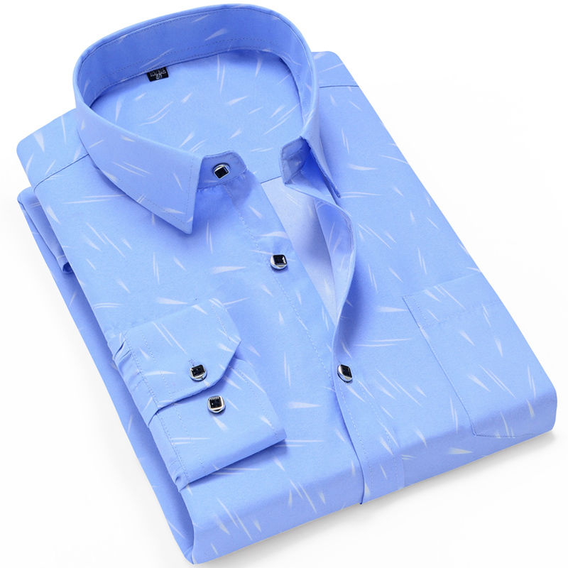 Sixsr New Men Fashion Casual Long Sleeved Printed Shirt Brand Men Clothing Slim Fit Male Social Business Dress Shirt  Soft Comfortable
