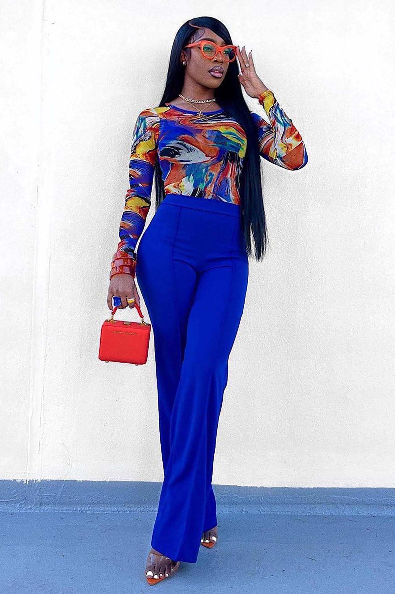 Spring Autumn New Slim Solid Tone Flare Pants Fashion Korean Version Elastic Waist Street Dress Women Suit Wide Leg Pants
